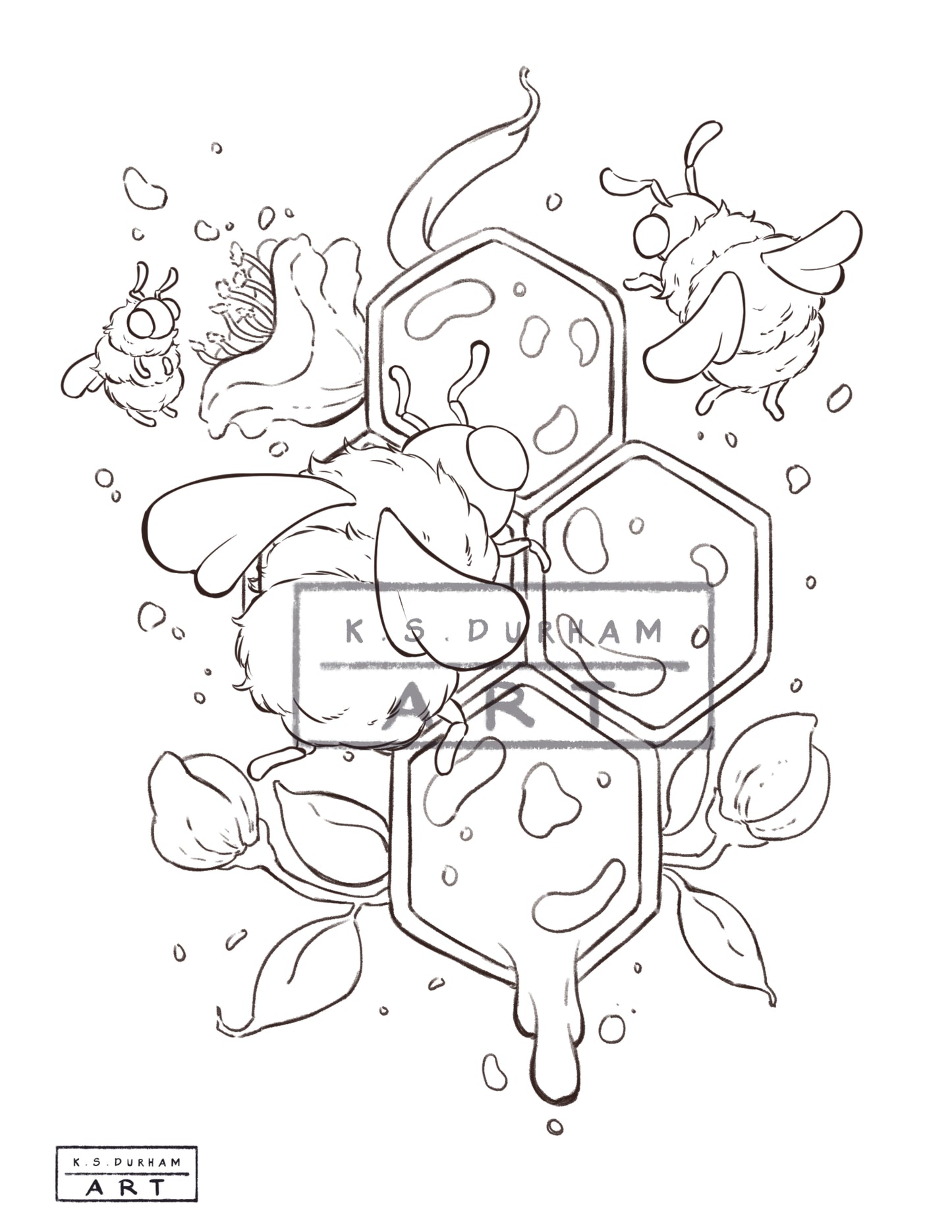 Printable Honey Bee Coloring Page