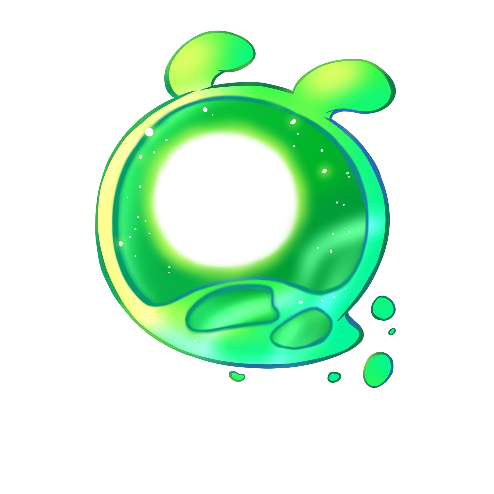 Die cut sticker of green seelie from Genshin Impact.