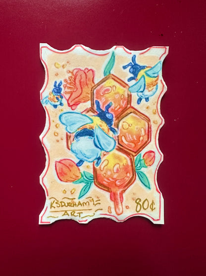 Honey Bees ACEO print