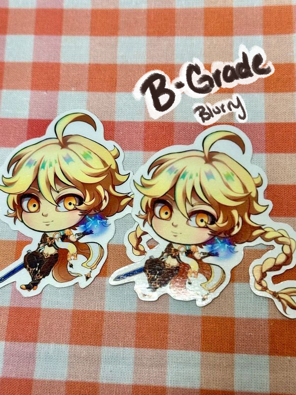 Comparison of a perfect chibi Aether sticker to a B-grade blurry chibi Aether sticker.