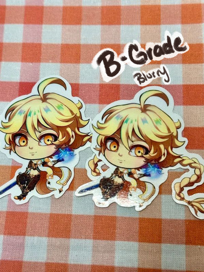 Comparison of a perfect chibi Aether sticker to a B-grade blurry chibi Aether sticker.